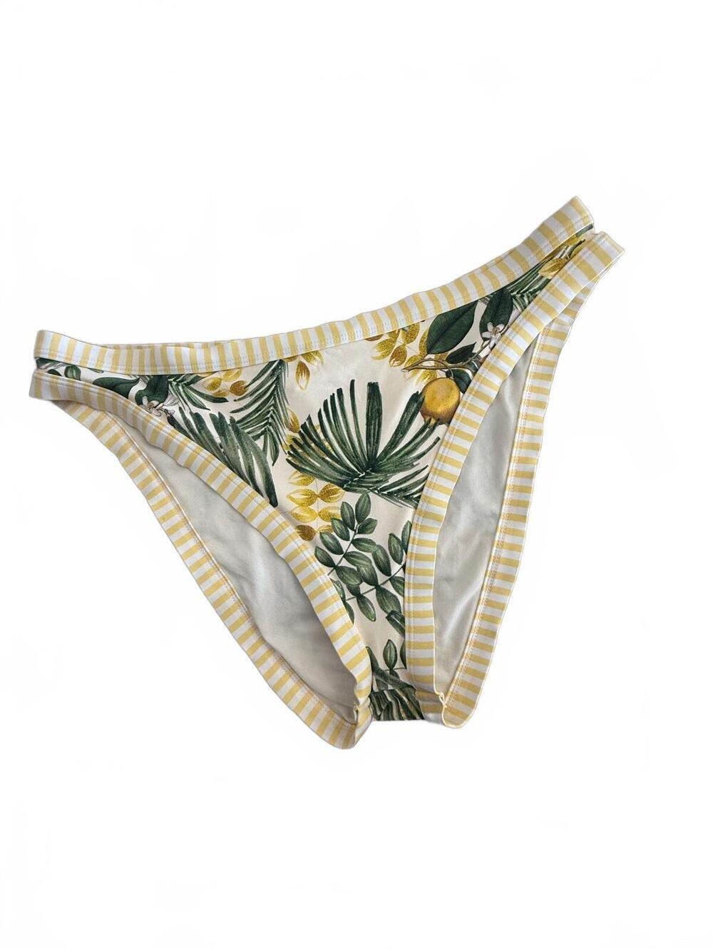 Gianni Bini Tropical Lemons High Leg Bikini Bottoms Size Large